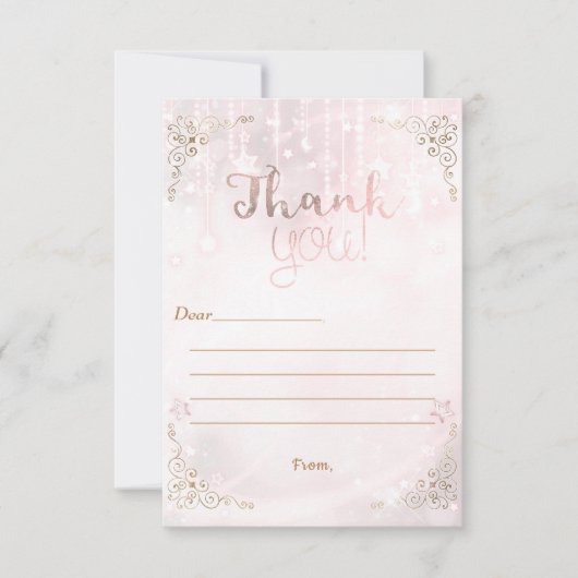 Twinkle little Star Rose Goud Shower Bedankt (Voorkant)