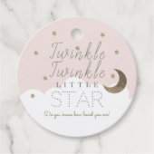 Twinkle Little Star Roze Baby shower Dank u Bedankjes Labels (Voorkant)