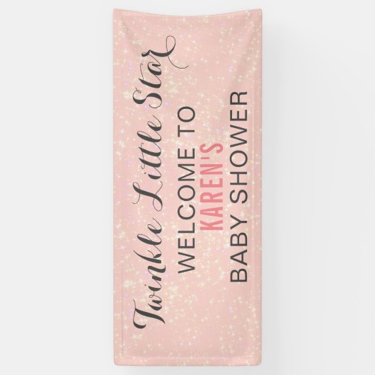 Twinkle Little Star Roze Baby shower gepersonalise Spandoek (Verticaal)