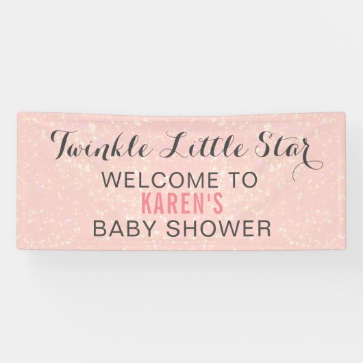 Twinkle Little Star Roze Baby shower gepersonalise Spandoek (Horizontaal)
