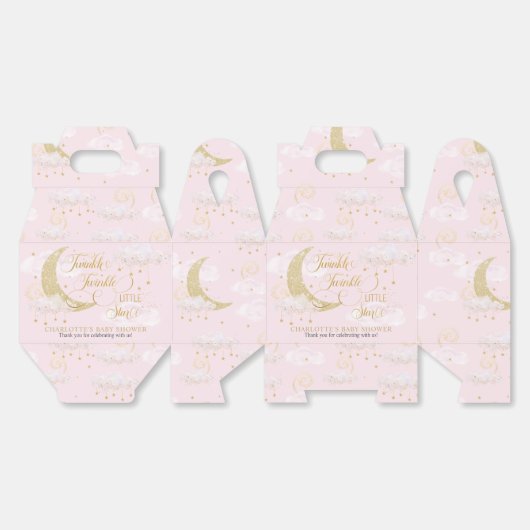 Twinkle Little Star Roze Baby shower Verjaardag Bedankdoosjes (Ongevouwen)