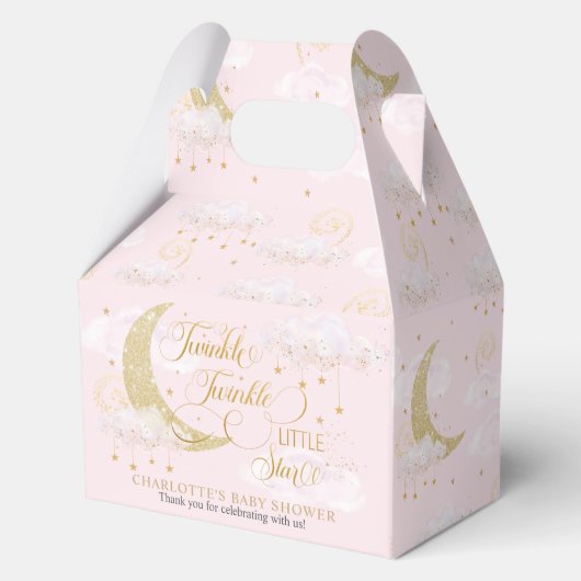 Twinkle Little Star Roze Baby shower Verjaardag Bedankdoosjes (Achterkant)