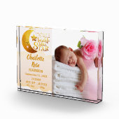 Twinkle Little Star Roze Geboorte Aankondiging Bab Fotoblokken (Rechts)