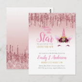 Twinkle Little Star Roze Goud Roze Eenhoorn Glitte Briefkaart (Voorkant / Achterkant)