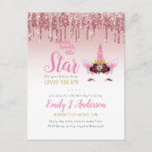 Twinkle Little Star Roze Goud Roze Eenhoorn Glitte Briefkaart (Voorkant)