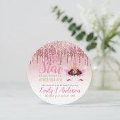 Twinkle Little Star Roze Goud Roze Eenhoorn Glitte Kaart (Staand voorkant)
