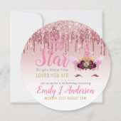 Twinkle Little Star Roze Goud Roze Eenhoorn Glitte Kaart (Voorkant)