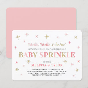 Twinkle Little Star Roze & Gouden Baby Sprinkle Kaart