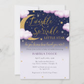 Twinkle Little Star Roze Meisje Baby Showerfeestje Kaart (Voorkant)