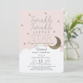Twinkle Little Star Roze Meisje Virtual Baby showe Kaart (Staand voorkant)