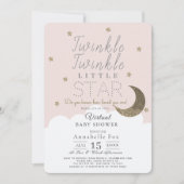 Twinkle Little Star Roze Meisje Virtual Baby showe Kaart (Voorkant)