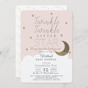 Twinkle Little Star Roze Meisje Virtual Baby showe Kaart