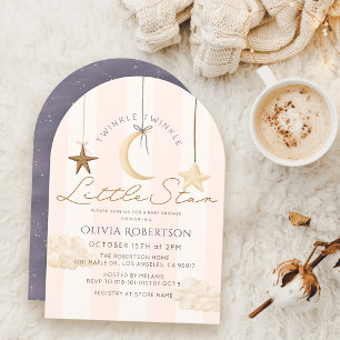 Twinkle Little Star Roze Strepen Meisje Baby Borre Kaart