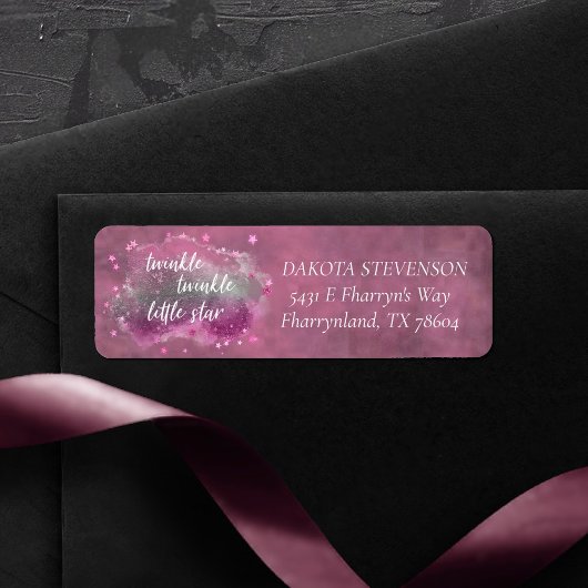 Twinkle Little Star | Roze Zilver Grijs Adres Etiket