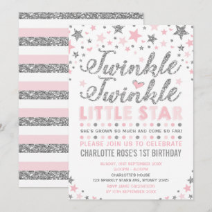 Twinkle Little Star Roze Zilveren Verjaardag Uitno Kaart