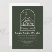 Twinkle Little Star Rustic Green Baby shower Kaart (Voorkant / Achterkant)
