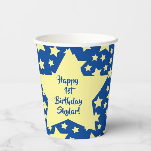 Twinkle Little Star Schattige 1e verjaardagsfeestj Papieren Bekers (Achterkant)