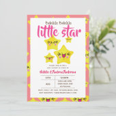 Twinkle Little Star Shower Roze Geel Modern Mooie Kaart (Staand voorkant)