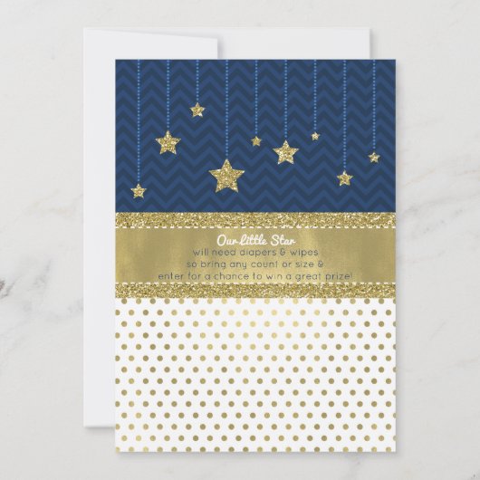 Twinkle Little Star Shower Uitnodigen, Faux Glitte Kaart (Achterkant)