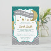 Twinkle Little Star Shower Uitnodigen, Faux Glitte Kaart (Staand voorkant)