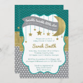 Twinkle Little Star Shower Uitnodigen, Faux Glitte Kaart (Voorkant / Achterkant)