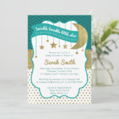 Twinkle Little Star Shower Uitnodigen, Faux Glitte Kaart (Staand voorkant)