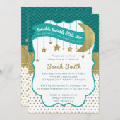 Twinkle Little Star Shower Uitnodigen, Faux Glitte Kaart (Voorkant / Achterkant)