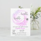 Twinkle Little Star Silver Glitter Baby shower Kaart (Staand voorkant)