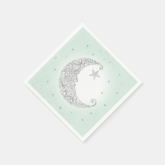 Twinkle Little Star Silver Moon Mint Napkin Servetten (Hoek)