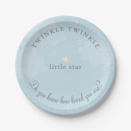 Twinkle Little Star Sky Blue Baby shower Papieren Bordje