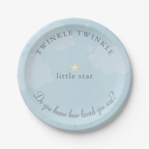 Twinkle Little Star Sky Blue Baby shower Papieren Bordje