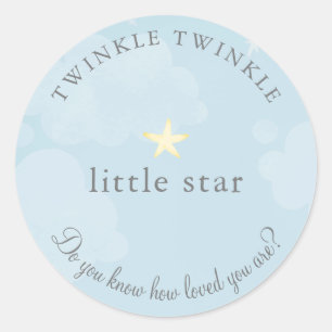Twinkle Little Star Sky Blue Baby shower Ronde Sticker