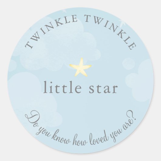 Twinkle Little Star Sky Blue Baby shower Ronde Sticker (Voorkant)
