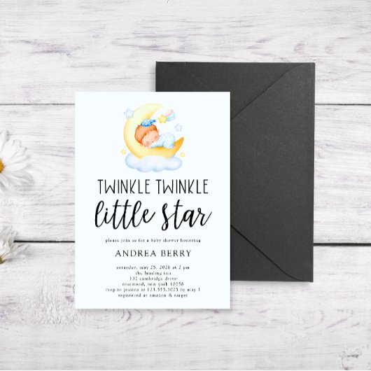 Twinkle Little Star Slapend Baby shower Kaart