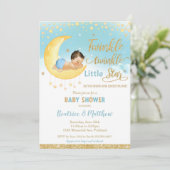Twinkle Little Star Sleeping Baby shower Boy Kaart (Staand voorkant)