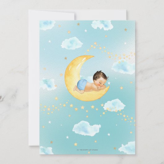 Twinkle Little Star Sleeping Baby shower Boy Kaart (Achterkant)