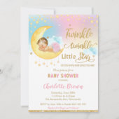 Twinkle Little Star Sleeping Baby shower Girl Inv Kaart (Voorkant)