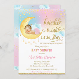 Twinkle Little Star Sleeping Baby shower Girl Inv Kaart