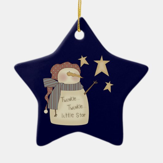 Twinkle Little Star Snowman-kerstversiering Keramisch Ornament (Voorkant)