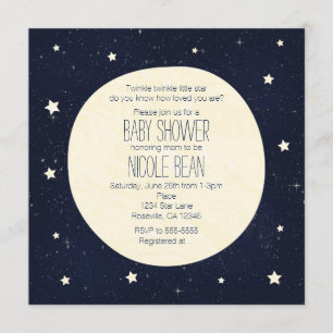 Twinkle Little Star Starry Sky & Moon Baby shower Kaart