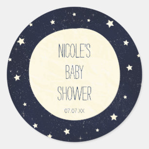 Twinkle Little Star Sterrenhemel & Maan Baby Showe Ronde Sticker