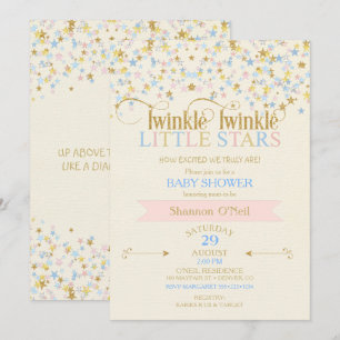 Twinkle Little Star Tweeling Baby Shower Roze & Bl Kaart