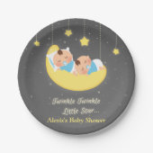 Twinkle Little Star Twin Baby Boys Party Borden Papieren Bordje (Voorkant)