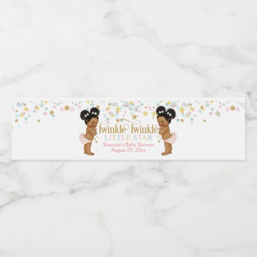 Twinkle Little Star Twin Meisjes Puffs Waterfles Etiket (Enkel label)