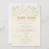 Twinkle Little Star Twins Baby shower roze & blauw Kaart (Voorkant)