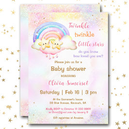 Twinkle Little Star Twins Regenboog Baby shower Kaart