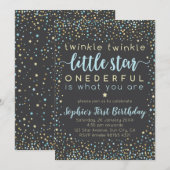 Twinkle Little Star | Uitnodiging eerste verjaarda (Voorkant / Achterkant)