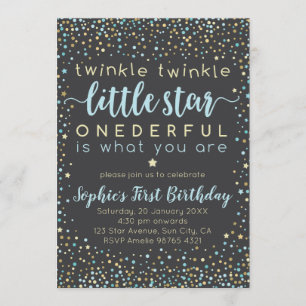 Twinkle Little Star   Uitnodiging eerste verjaarda