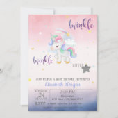 Twinkle Little Star Unicorn Baby shower Kaart (Voorkant)