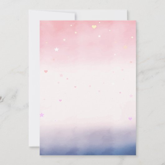 Twinkle Little Star Unicorn Baby shower Kaart (Achterkant)